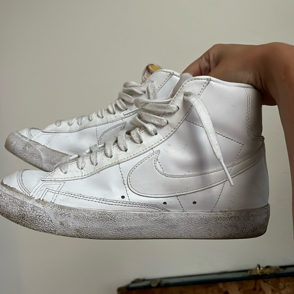 White Leather Nike Blazers